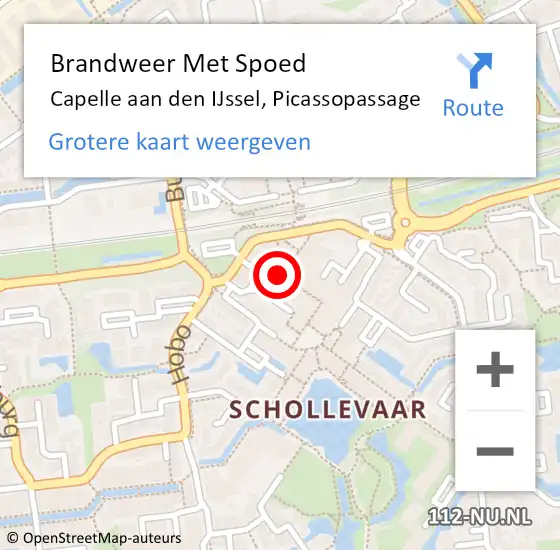 Locatie op kaart van de 112 melding: Brandweer Met Spoed Naar Capelle aan den IJssel, Picassopassage op 7 december 2023 14:34