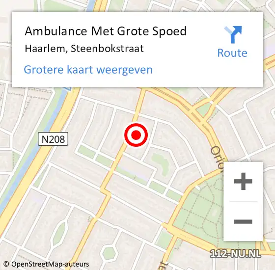 Locatie op kaart van de 112 melding: Ambulance Met Grote Spoed Naar Haarlem, Steenbokstraat op 7 december 2023 14:41