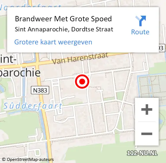 Locatie op kaart van de 112 melding: Brandweer Met Grote Spoed Naar Sint Annaparochie, Dordtse Straat op 7 december 2023 14:46