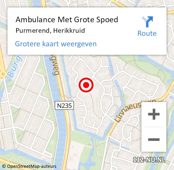 Locatie op kaart van de 112 melding: Ambulance Met Grote Spoed Naar Purmerend, Herikkruid op 7 december 2023 14:53