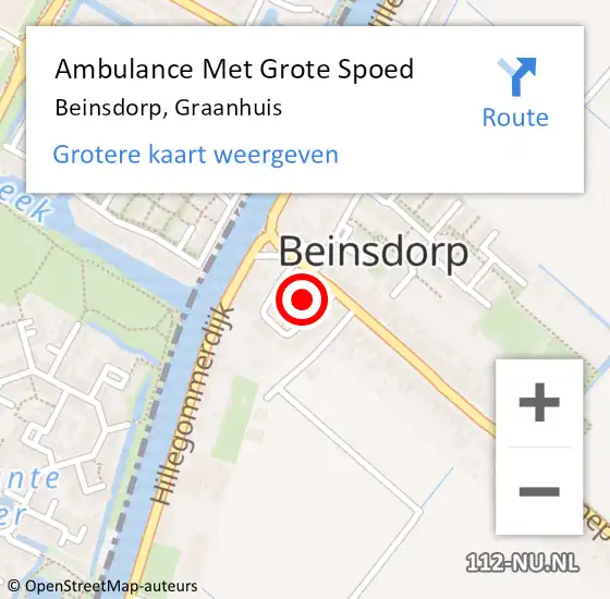 Locatie op kaart van de 112 melding: Ambulance Met Grote Spoed Naar Beinsdorp, Graanhuis op 17 september 2014 17:57