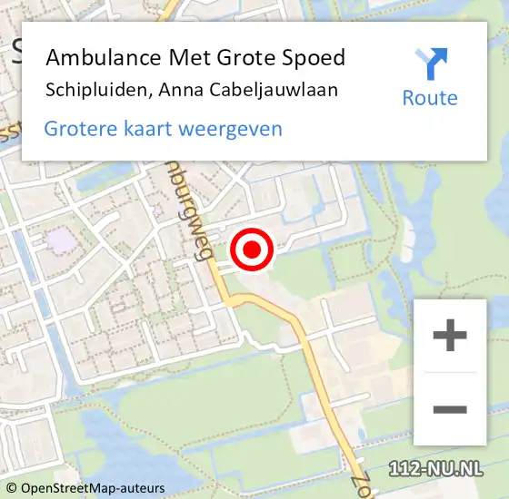 Locatie op kaart van de 112 melding: Ambulance Met Grote Spoed Naar Schipluiden, Anna Cabeljauwlaan op 7 december 2023 15:04