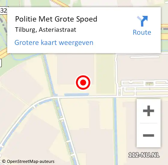 Locatie op kaart van de 112 melding: Politie Met Grote Spoed Naar Tilburg, Asteriastraat op 7 december 2023 15:09