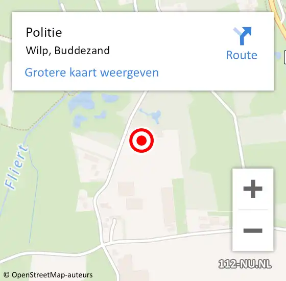 Locatie op kaart van de 112 melding: Politie Wilp, Buddezand op 7 december 2023 15:35