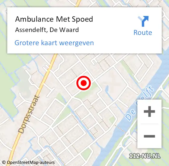 Locatie op kaart van de 112 melding: Ambulance Met Spoed Naar Assendelft, De Waard op 7 december 2023 15:40