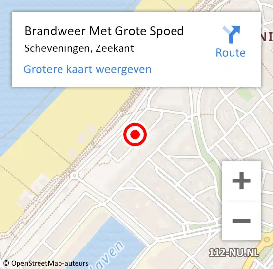 Locatie op kaart van de 112 melding: Brandweer Met Grote Spoed Naar Scheveningen, Zeekant op 17 september 2014 18:07