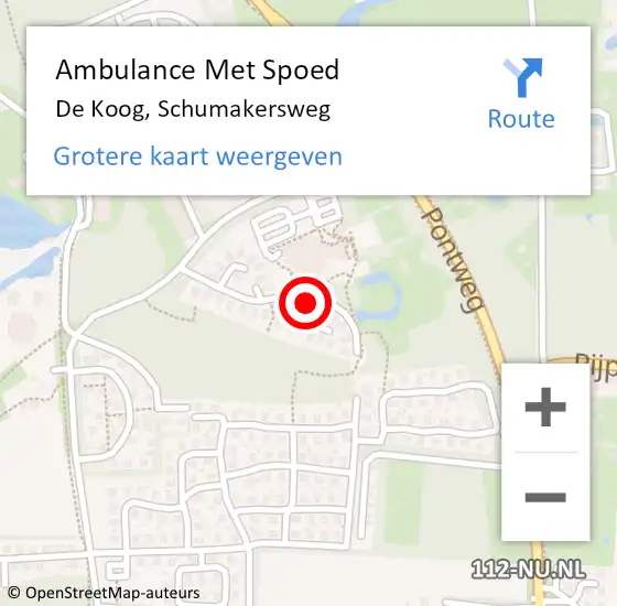 Locatie op kaart van de 112 melding: Ambulance Met Spoed Naar De Koog, Schumakersweg op 7 december 2023 16:44