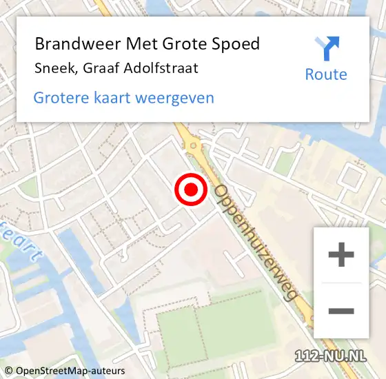 Locatie op kaart van de 112 melding: Brandweer Met Grote Spoed Naar Sneek, Graaf Adolfstraat op 7 december 2023 16:48