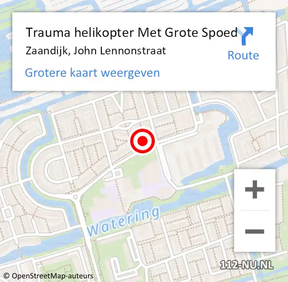 Locatie op kaart van de 112 melding: Trauma helikopter Met Grote Spoed Naar Zaandijk, John Lennonstraat op 7 december 2023 17:04