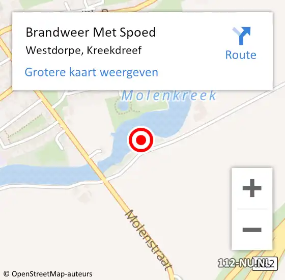 Locatie op kaart van de 112 melding: Brandweer Met Spoed Naar Westdorpe, Kreekdreef op 7 december 2023 17:25