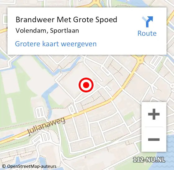 Locatie op kaart van de 112 melding: Brandweer Met Grote Spoed Naar Volendam, Sportlaan op 17 september 2014 18:17