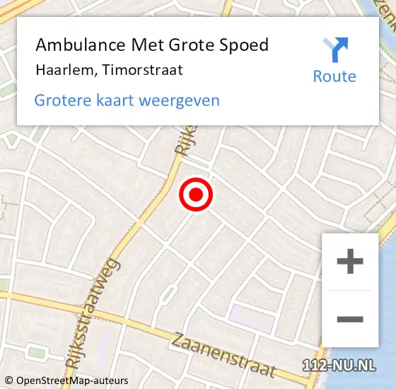 Locatie op kaart van de 112 melding: Ambulance Met Grote Spoed Naar Haarlem, Timorstraat op 7 december 2023 17:48