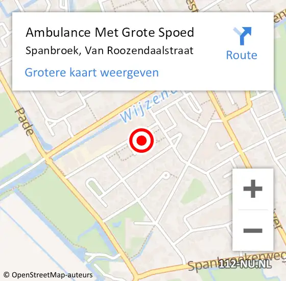 Locatie op kaart van de 112 melding: Ambulance Met Grote Spoed Naar Spanbroek, Van Roozendaalstraat op 7 december 2023 18:14