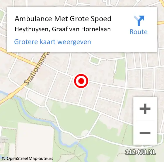 Locatie op kaart van de 112 melding: Ambulance Met Grote Spoed Naar Heythuysen, Graaf van Hornelaan op 7 december 2023 18:23