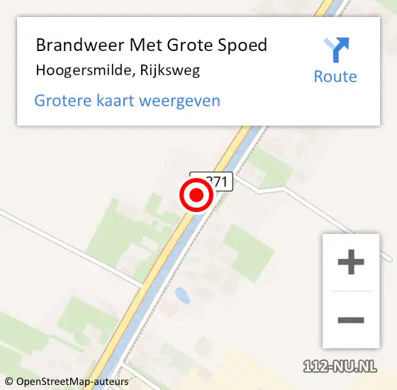 Locatie op kaart van de 112 melding: Brandweer Met Grote Spoed Naar Hoogersmilde, Rijksweg op 17 september 2014 18:22