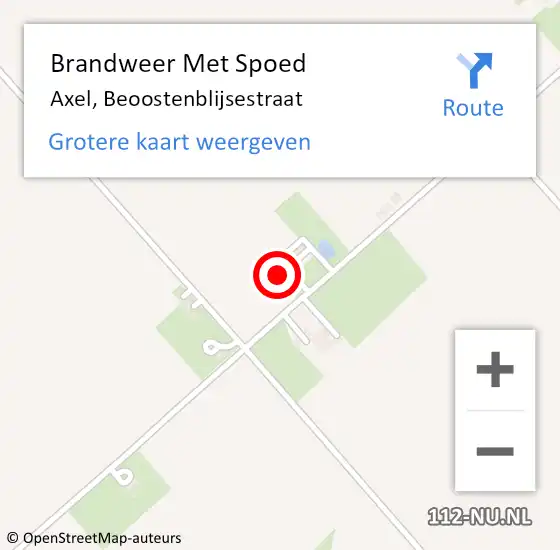 Locatie op kaart van de 112 melding: Brandweer Met Spoed Naar Axel, Beoostenblijsestraat op 7 december 2023 18:57