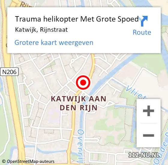 Locatie op kaart van de 112 melding: Trauma helikopter Met Grote Spoed Naar Katwijk, Rijnstraat op 7 december 2023 19:17
