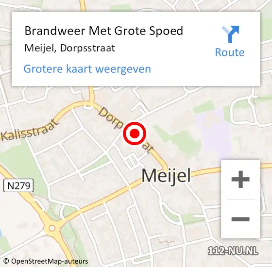 Locatie op kaart van de 112 melding: Brandweer Met Grote Spoed Naar Meijel, Dorpsstraat op 7 december 2023 19:31