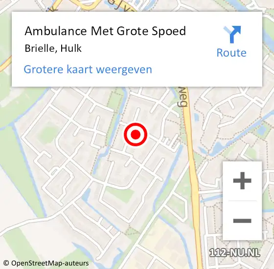 Locatie op kaart van de 112 melding: Ambulance Met Grote Spoed Naar Brielle, Hulk op 7 december 2023 19:40