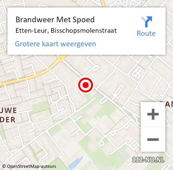 Locatie op kaart van de 112 melding: Brandweer Met Spoed Naar Etten-Leur, Bisschopsmolenstraat op 7 december 2023 19:45