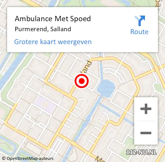 Locatie op kaart van de 112 melding: Ambulance Met Spoed Naar Purmerend, Salland op 7 december 2023 20:02