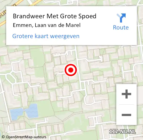 Locatie op kaart van de 112 melding: Brandweer Met Grote Spoed Naar Emmen, Laan van de Marel op 7 december 2023 20:23