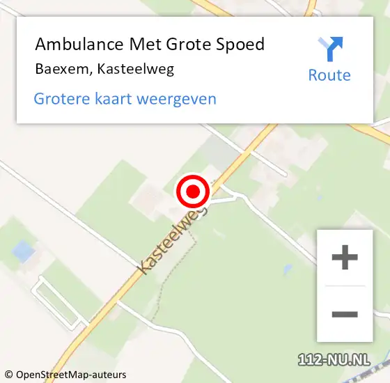Locatie op kaart van de 112 melding: Ambulance Met Grote Spoed Naar Baexem, Kasteelweg op 7 december 2023 20:34