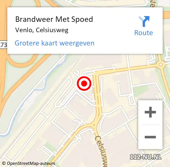 Locatie op kaart van de 112 melding: Brandweer Met Spoed Naar Venlo, Celsiusweg op 7 december 2023 21:04