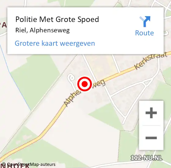 Locatie op kaart van de 112 melding: Politie Met Grote Spoed Naar Riel, Alphenseweg op 7 december 2023 21:59