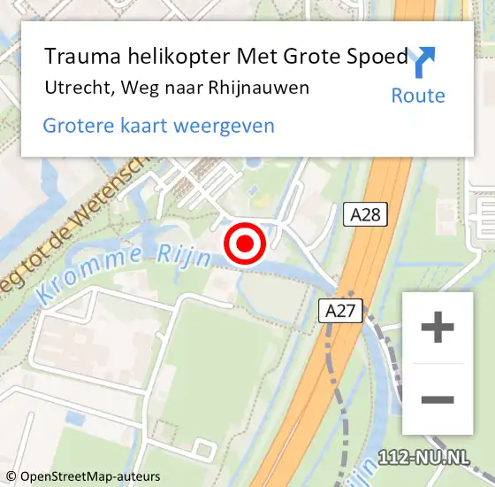 Locatie op kaart van de 112 melding: Trauma helikopter Met Grote Spoed Naar Utrecht, Weg naar Rhijnauwen op 7 december 2023 22:43