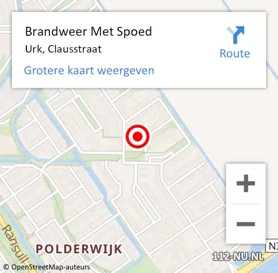 Locatie op kaart van de 112 melding: Brandweer Met Spoed Naar Urk, Clausstraat op 7 december 2023 23:04