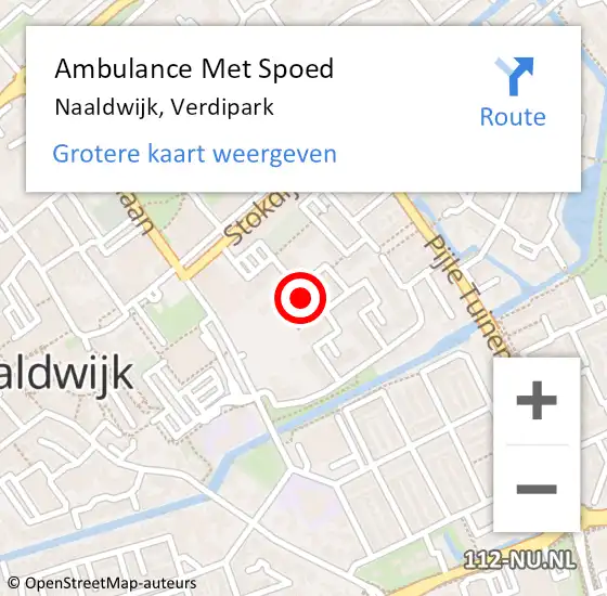 Locatie op kaart van de 112 melding: Ambulance Met Spoed Naar Naaldwijk, Verdipark op 8 december 2023 00:01