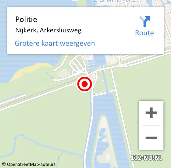 Locatie op kaart van de 112 melding: Politie Nijkerk, Arkersluisweg op 8 december 2023 00:19