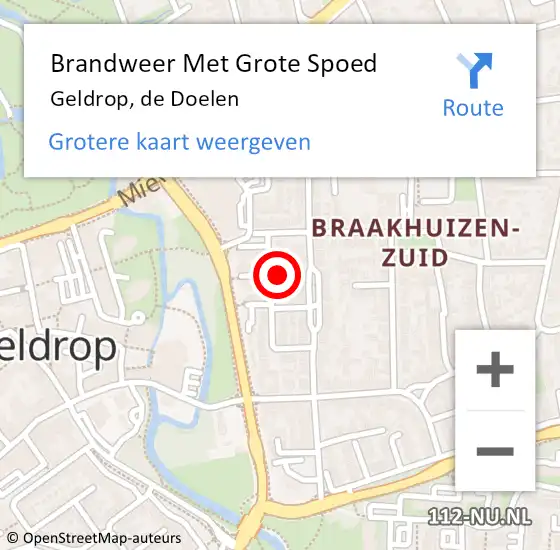 Locatie op kaart van de 112 melding: Brandweer Met Grote Spoed Naar Geldrop, de Doelen op 8 december 2023 00:24