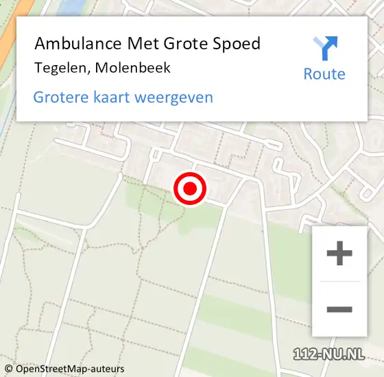 Locatie op kaart van de 112 melding: Ambulance Met Grote Spoed Naar Tegelen, Molenbeek op 8 december 2023 00:29
