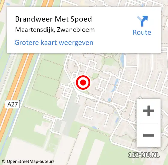 Locatie op kaart van de 112 melding: Brandweer Met Spoed Naar Maartensdijk, Zwanebloem op 8 december 2023 01:11