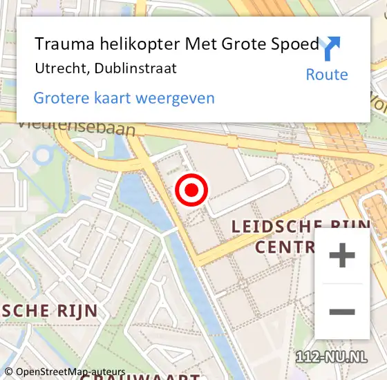 Locatie op kaart van de 112 melding: Trauma helikopter Met Grote Spoed Naar Utrecht, Dublinstraat op 8 december 2023 01:14