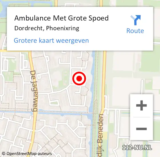 Locatie op kaart van de 112 melding: Ambulance Met Grote Spoed Naar Dordrecht, Phoenixring op 8 december 2023 01:58