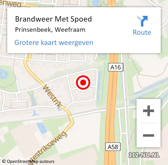 Locatie op kaart van de 112 melding: Brandweer Met Spoed Naar Prinsenbeek, Weefraam op 8 december 2023 02:27
