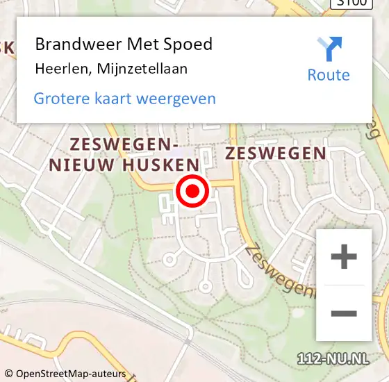 Locatie op kaart van de 112 melding: Brandweer Met Spoed Naar Heerlen, Mijnzetellaan op 8 december 2023 03:45