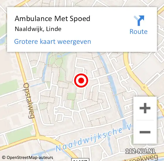 Locatie op kaart van de 112 melding: Ambulance Met Spoed Naar Naaldwijk, Linde op 8 december 2023 04:54