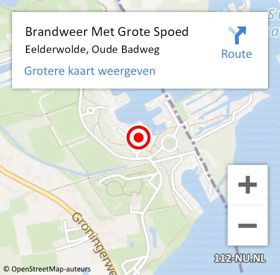 Locatie op kaart van de 112 melding: Brandweer Met Grote Spoed Naar Eelderwolde, Oude Badweg op 8 december 2023 07:35