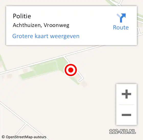 Locatie op kaart van de 112 melding: Politie Achthuizen, Vroonweg op 8 december 2023 07:36