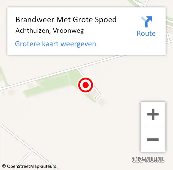 Locatie op kaart van de 112 melding: Brandweer Met Grote Spoed Naar Achthuizen, Vroonweg op 8 december 2023 07:52