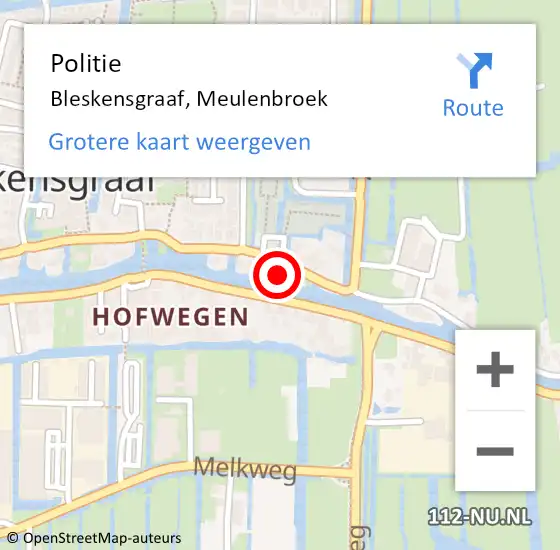 Locatie op kaart van de 112 melding: Politie Bleskensgraaf, Meulenbroek op 8 december 2023 08:00