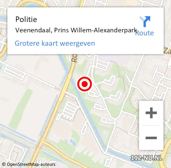 Locatie op kaart van de 112 melding: Politie Veenendaal, Prins Willem-Alexanderpark op 8 december 2023 08:29