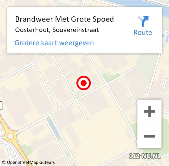 Locatie op kaart van de 112 melding: Brandweer Met Grote Spoed Naar Oosterhout, Souvereinstraat op 8 december 2023 08:29