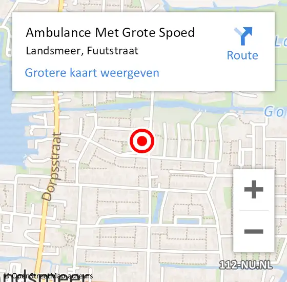 Locatie op kaart van de 112 melding: Ambulance Met Grote Spoed Naar Landsmeer, Fuutstraat op 8 december 2023 08:30