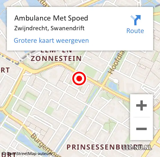 Locatie op kaart van de 112 melding: Ambulance Met Spoed Naar Zwijndrecht, Swanendrift op 8 december 2023 08:30