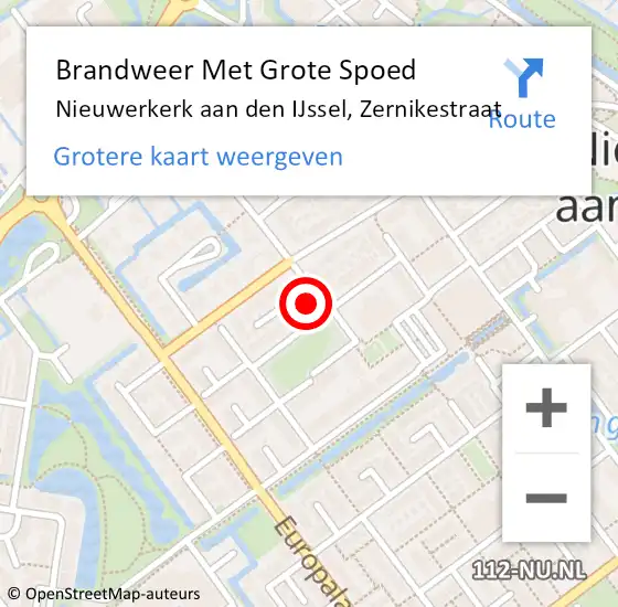 Locatie op kaart van de 112 melding: Brandweer Met Grote Spoed Naar Nieuwerkerk aan den IJssel, Zernikestraat op 8 december 2023 08:42